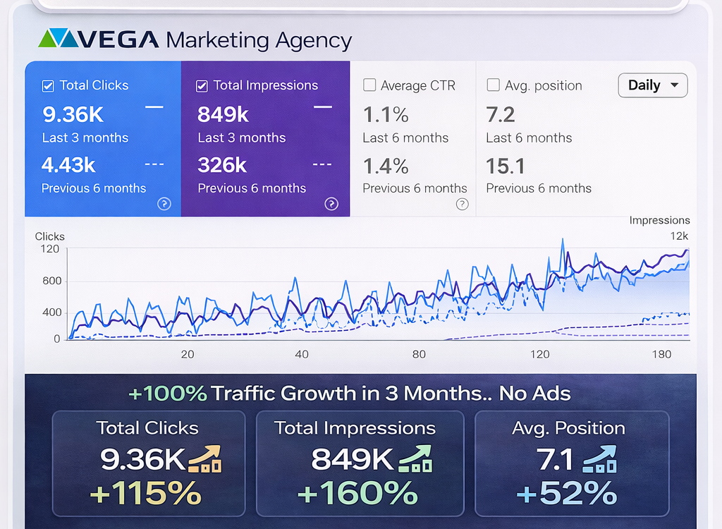 Traffic growth infographic with SEO success